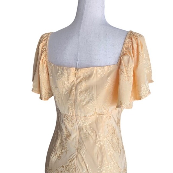 NWT Lulus Midi Dress L Butter Yellow Recencycore Babydoll Satin Flutter Sleeve - Picture 9 of 15